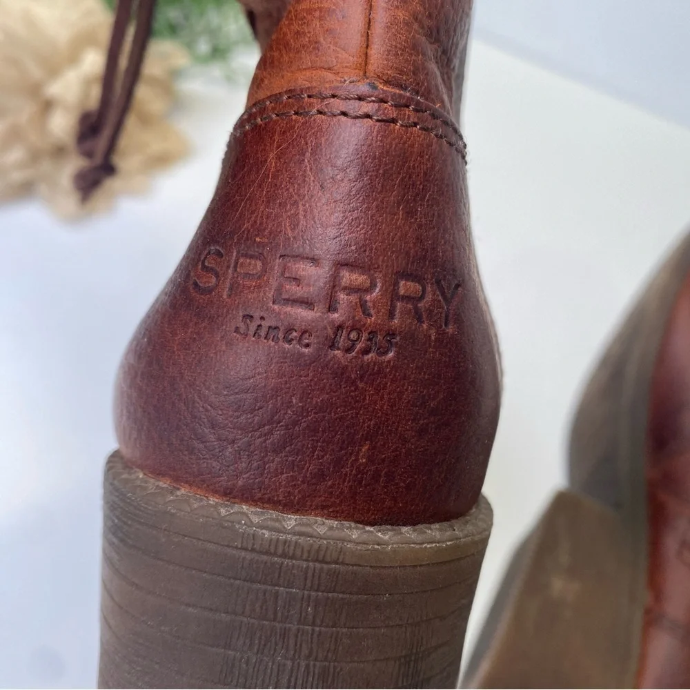 Sperry Juniper Glyn Top Sider Ankle Boots Brown Leather Size 6.5M